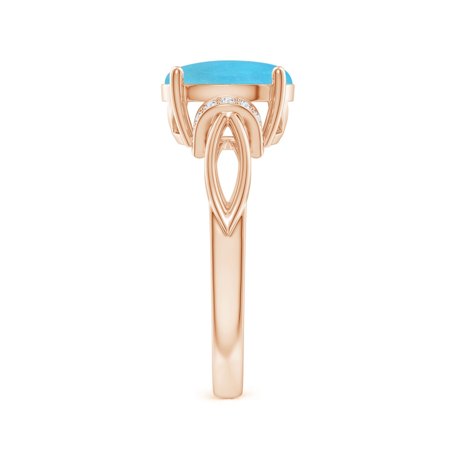 10x8mm AA Solitaire Turquoise Split Shank Ring with Diamonds in Rose Gold side 299