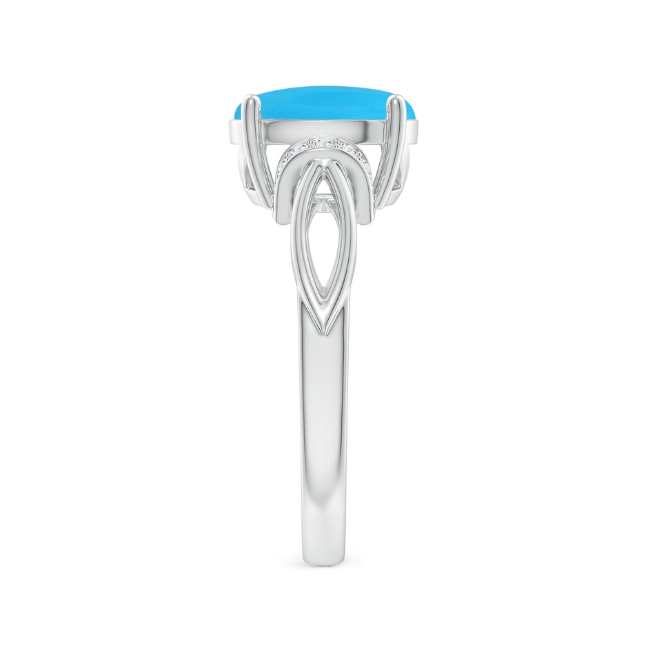 10x8mm AAA Solitaire Turquoise Split Shank Ring with Diamonds in 18K White Gold side 299
