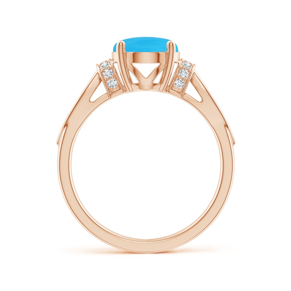 10x8mm AAA Solitaire Turquoise Split Shank Ring with Diamonds in Rose Gold side 199