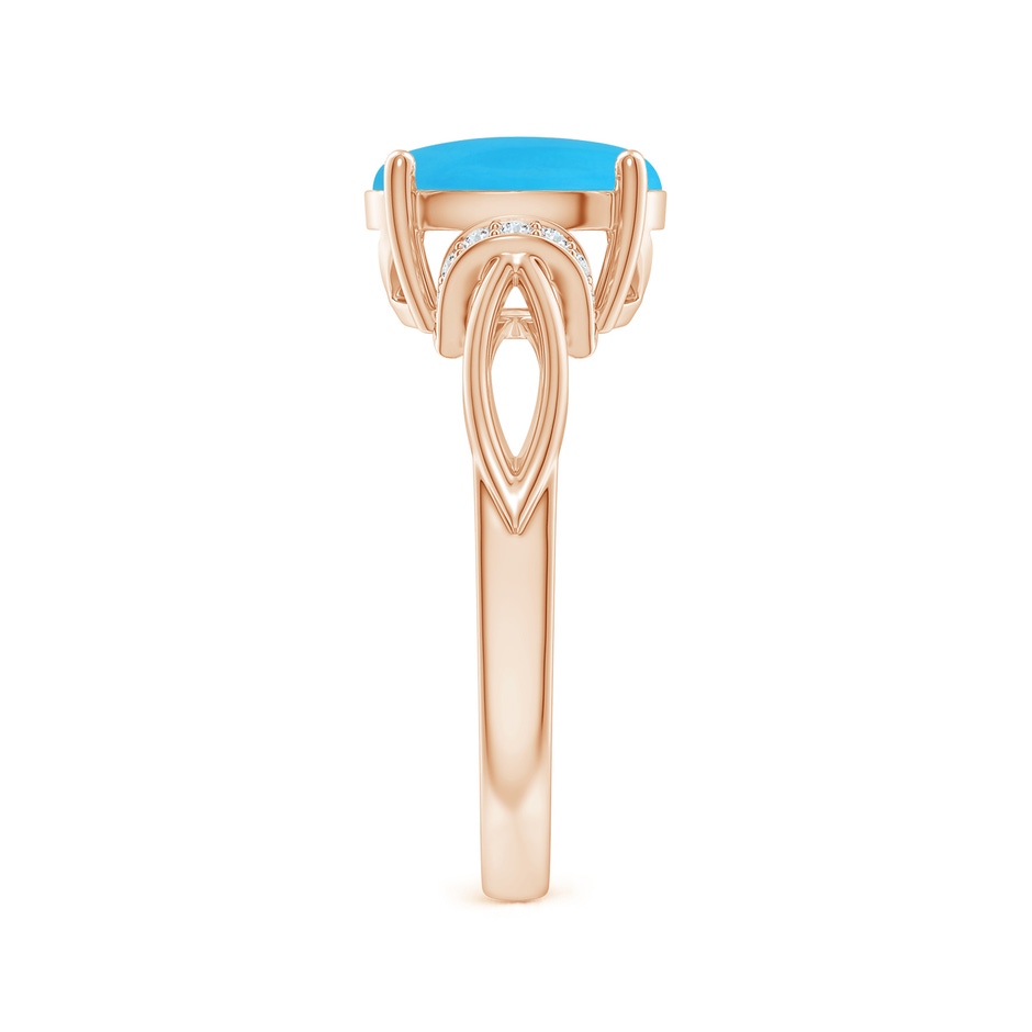 10x8mm AAA Solitaire Turquoise Split Shank Ring with Diamonds in Rose Gold side 299