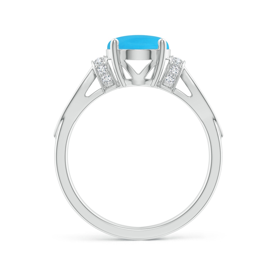 10x8mm AAA Solitaire Turquoise Split Shank Ring with Diamonds in White Gold side 1