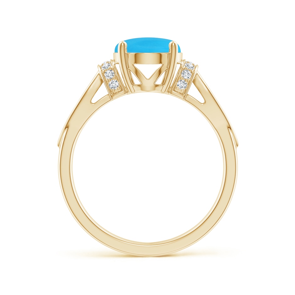 10x8mm AAA Solitaire Turquoise Split Shank Ring with Diamonds in Yellow Gold side 199