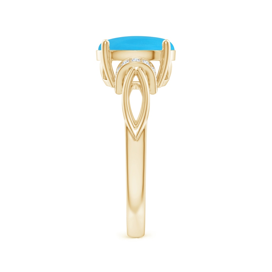 10x8mm AAA Solitaire Turquoise Split Shank Ring with Diamonds in Yellow Gold side 299