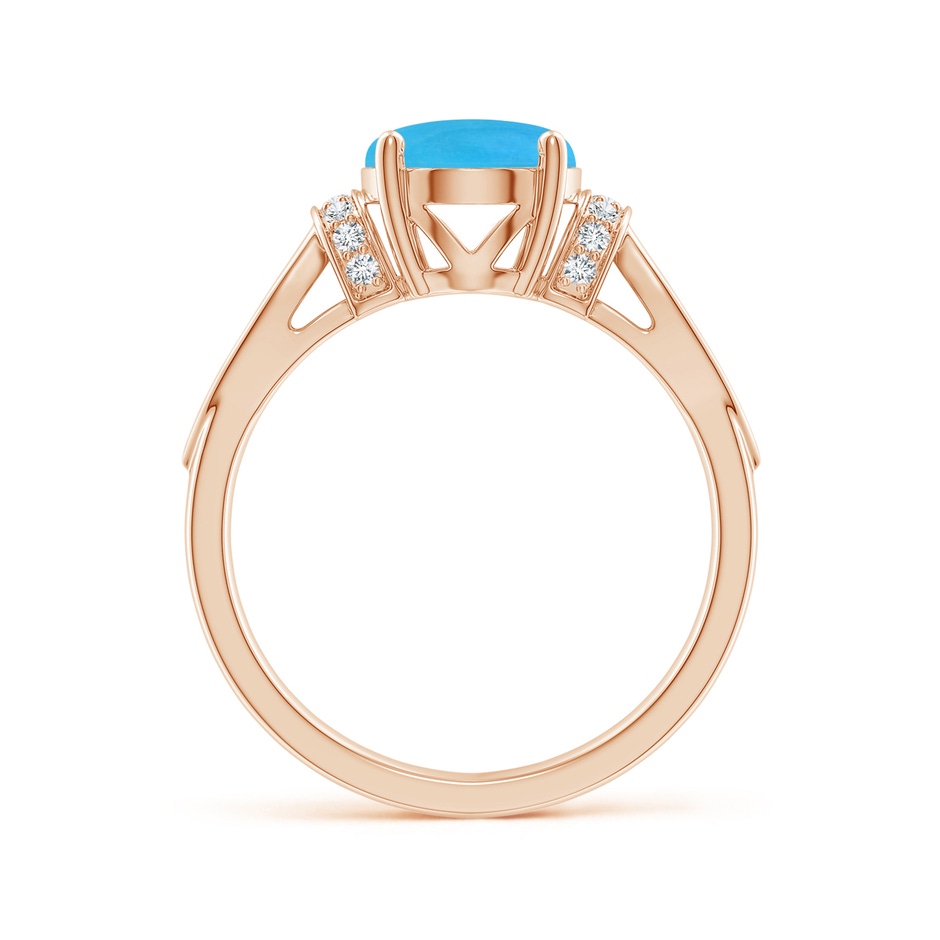 10x8mm AAAA Solitaire Turquoise Split Shank Ring with Diamonds in 18K Rose Gold side 199
