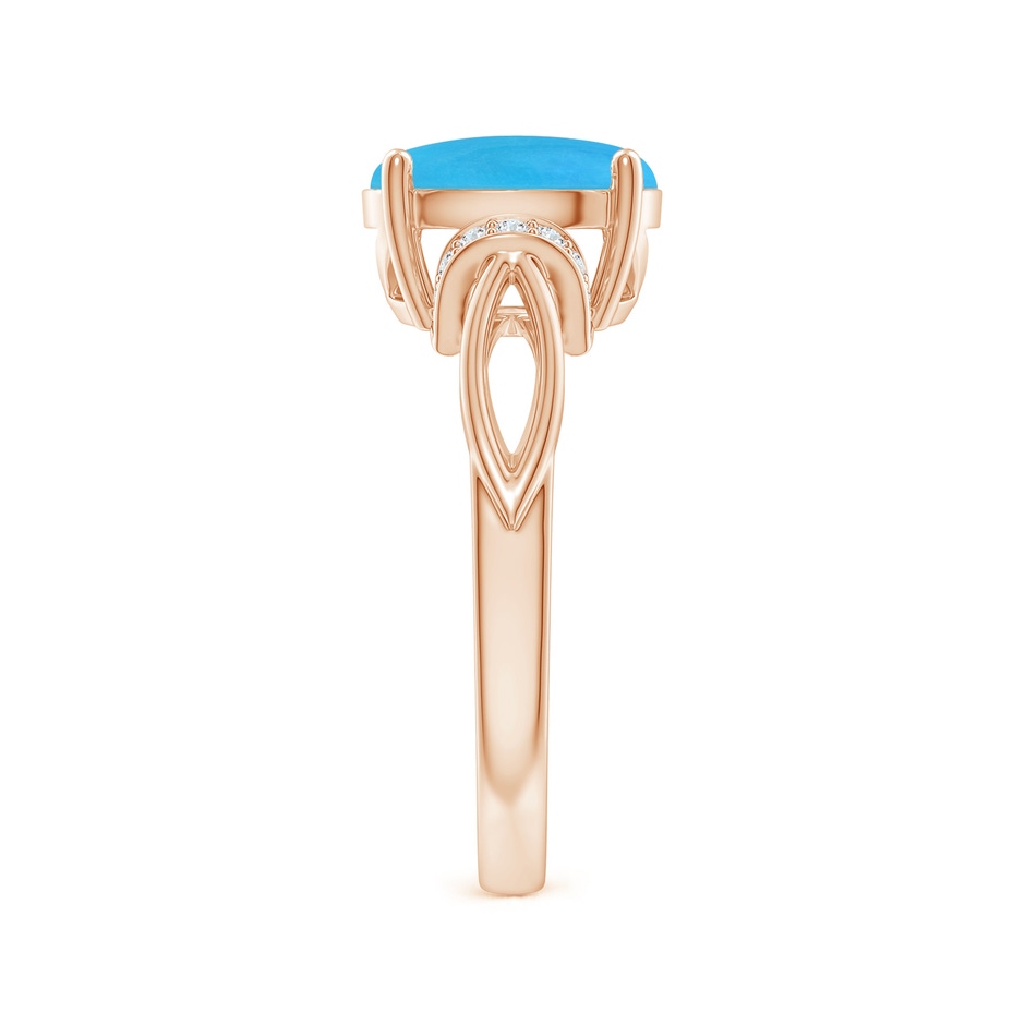 10x8mm AAAA Solitaire Turquoise Split Shank Ring with Diamonds in 18K Rose Gold side 299