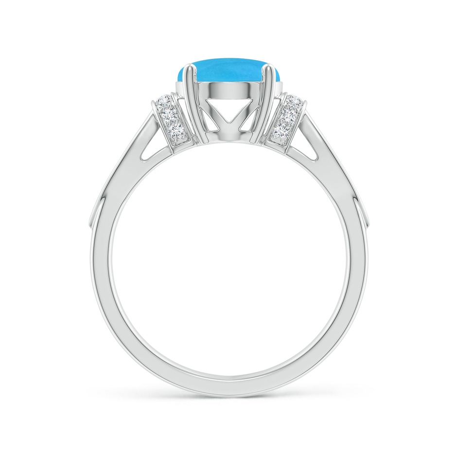 10x8mm AAAA Solitaire Turquoise Split Shank Ring with Diamonds in 18K White Gold side 199