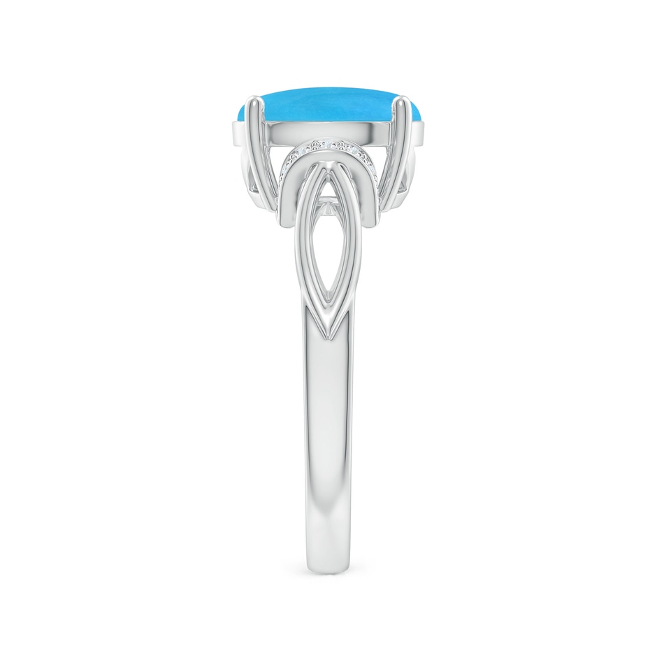 10x8mm AAAA Solitaire Turquoise Split Shank Ring with Diamonds in 18K White Gold side 299