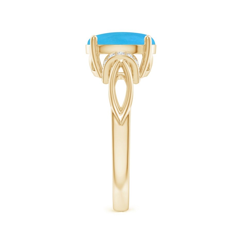 10x8mm AAAA Solitaire Turquoise Split Shank Ring with Diamonds in 18K Yellow Gold side 299