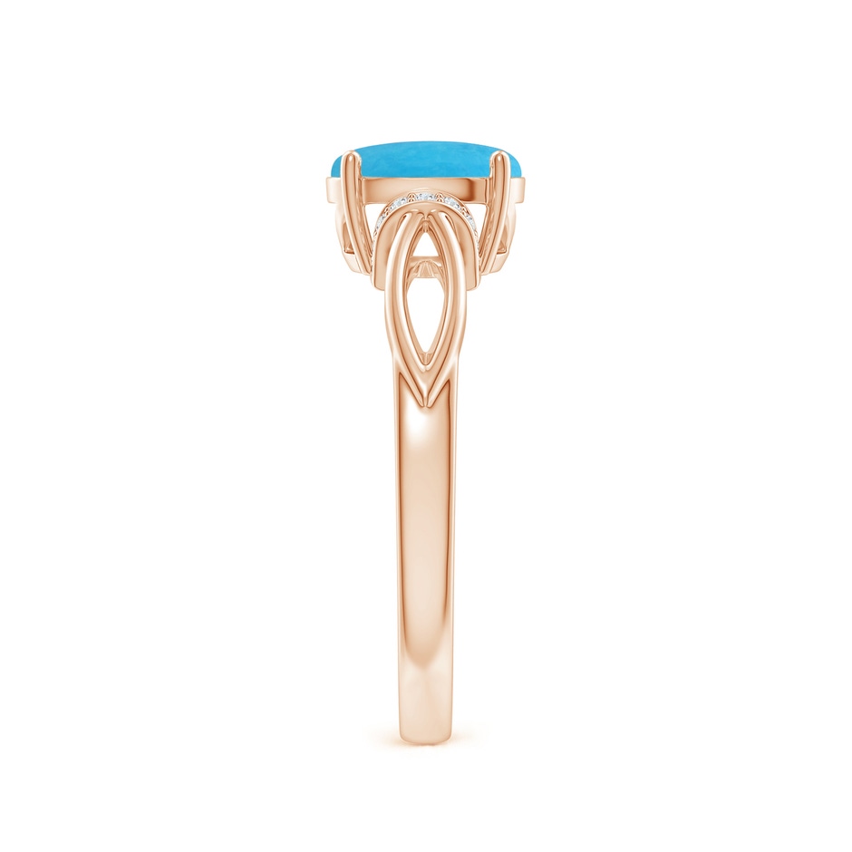 8x6mm A Solitaire Turquoise Split Shank Ring with Diamonds in Rose Gold side 299