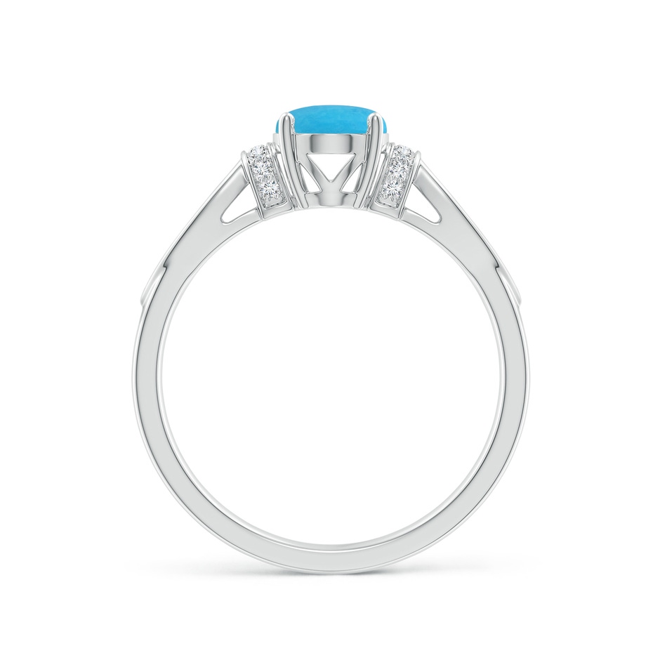 8x6mm A Solitaire Turquoise Split Shank Ring with Diamonds in White Gold side 199