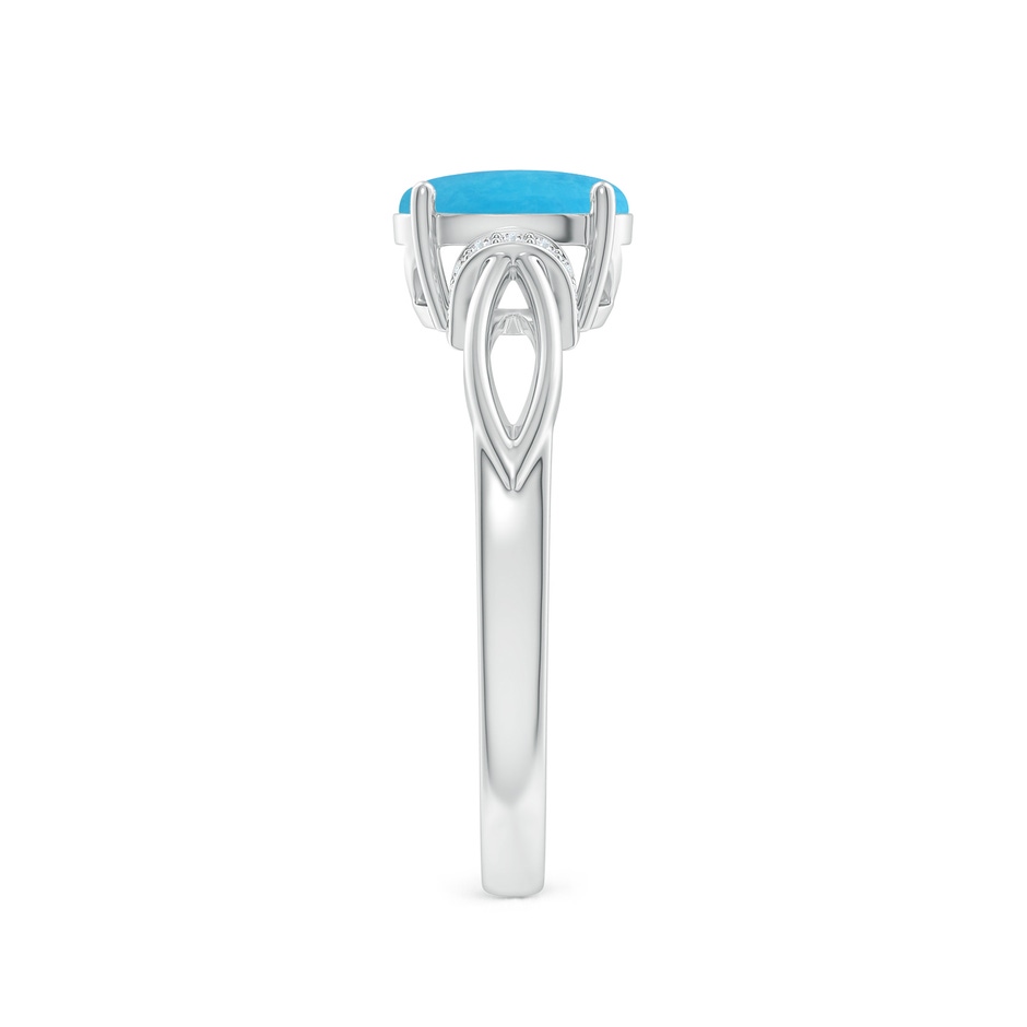 8x6mm A Solitaire Turquoise Split Shank Ring with Diamonds in White Gold side 299