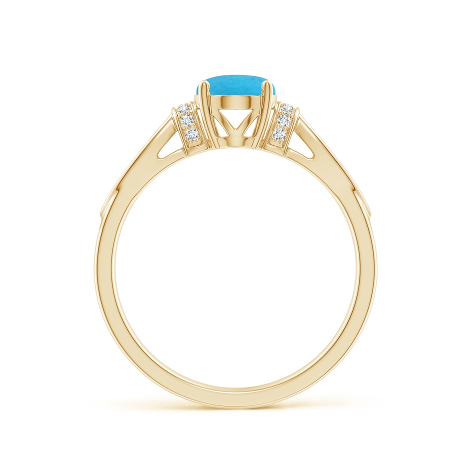 8x6mm A Solitaire Turquoise Split Shank Ring with Diamonds in Yellow Gold side 199