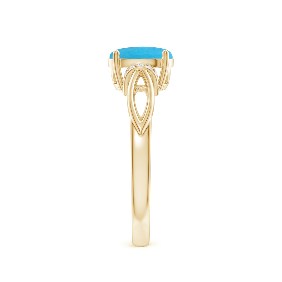8x6mm A Solitaire Turquoise Split Shank Ring with Diamonds in Yellow Gold side 299