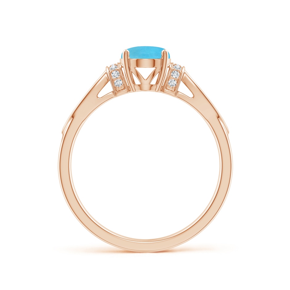 8x6mm AA Solitaire Turquoise Split Shank Ring with Diamonds in Rose Gold side 199