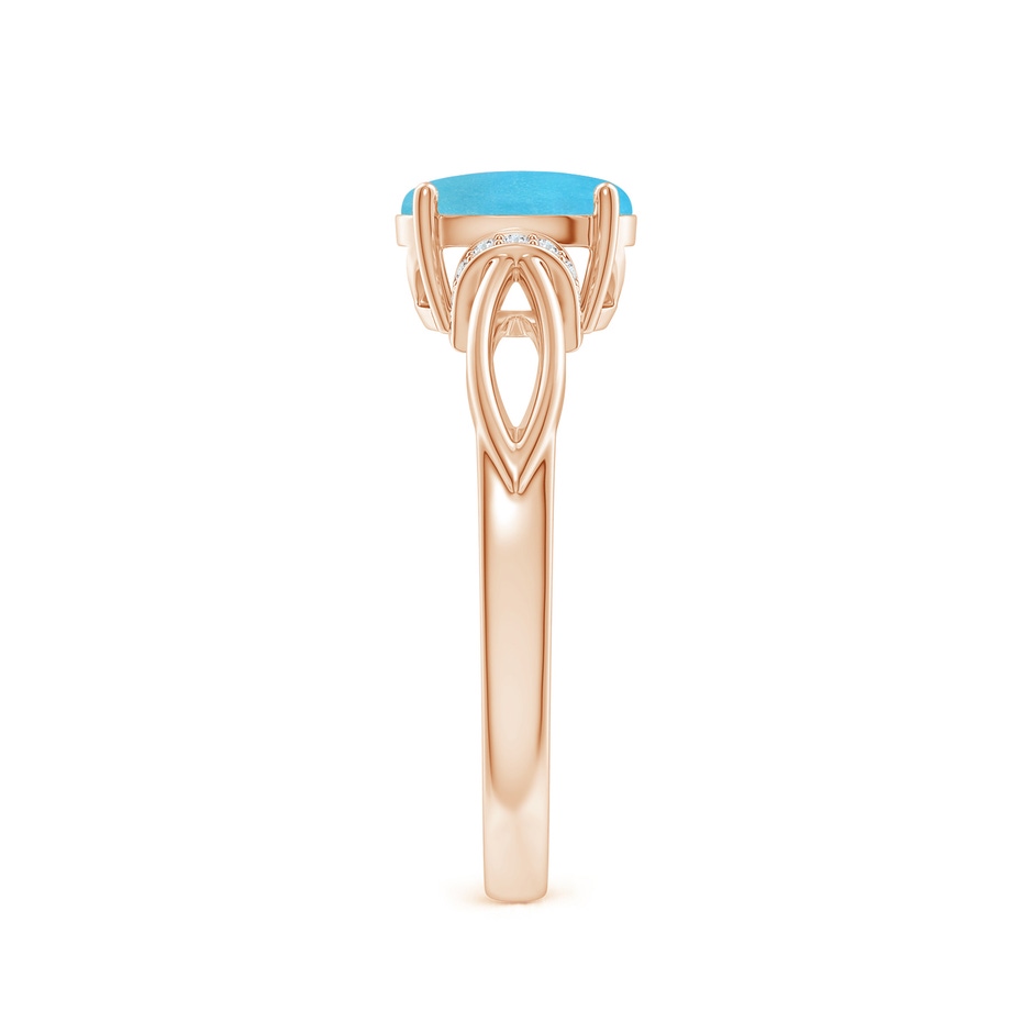 8x6mm AA Solitaire Turquoise Split Shank Ring with Diamonds in Rose Gold side 299