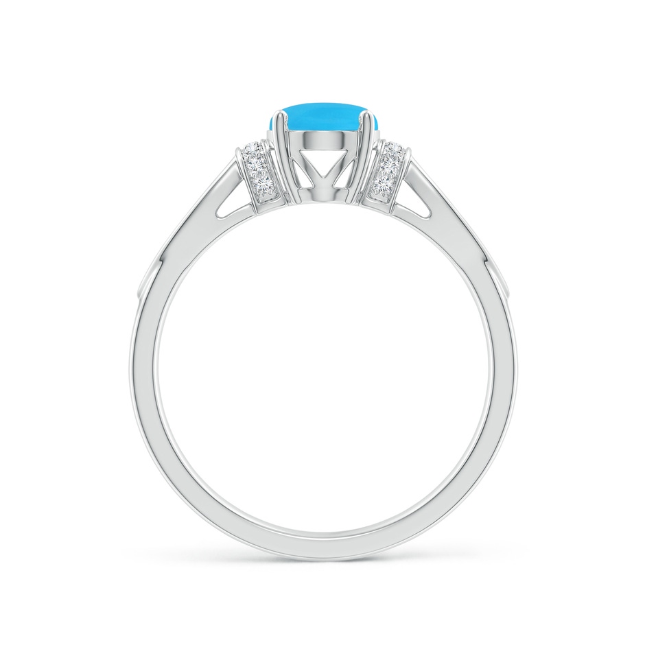 8x6mm AAA Solitaire Turquoise Split Shank Ring with Diamonds in White Gold side 1