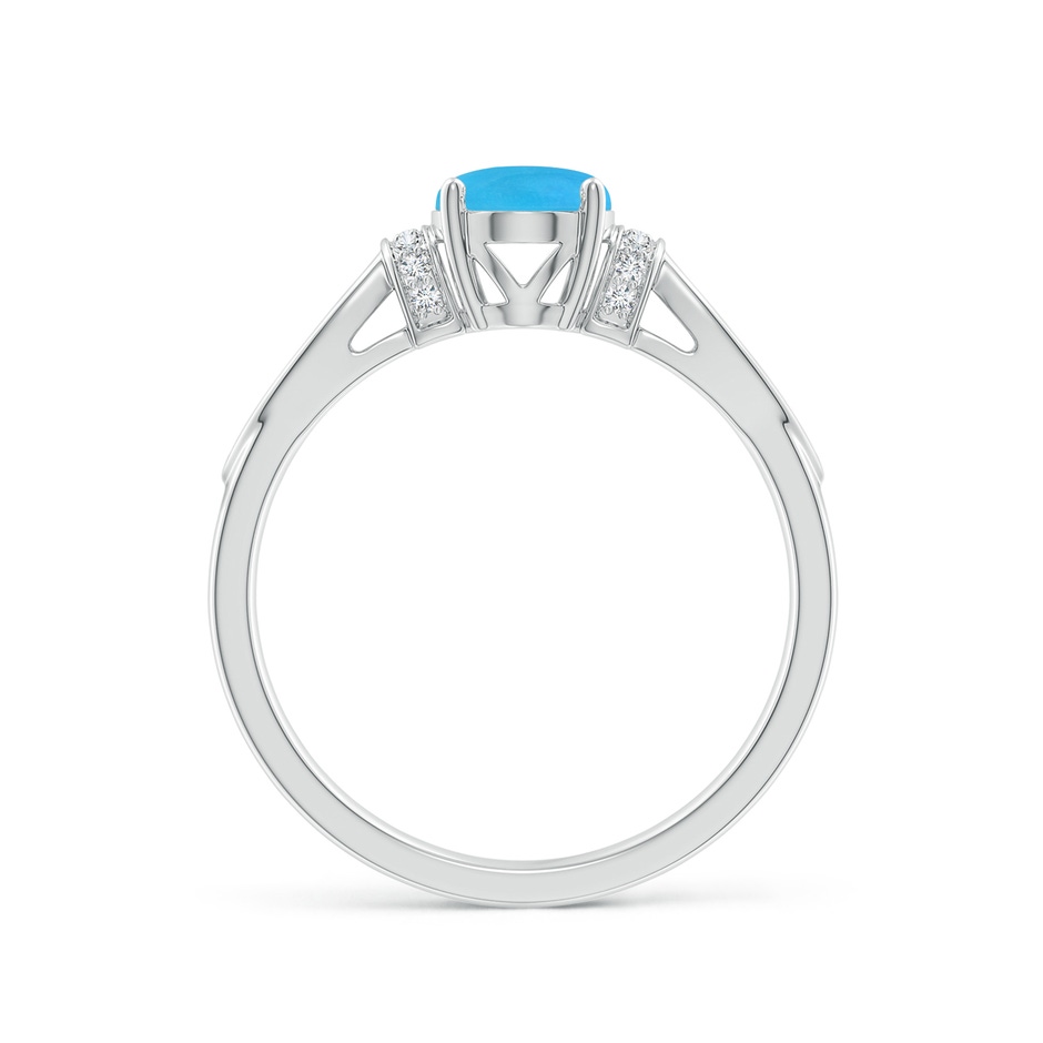 8x6mm AAAA Solitaire Turquoise Split Shank Ring with Diamonds in White Gold side 199