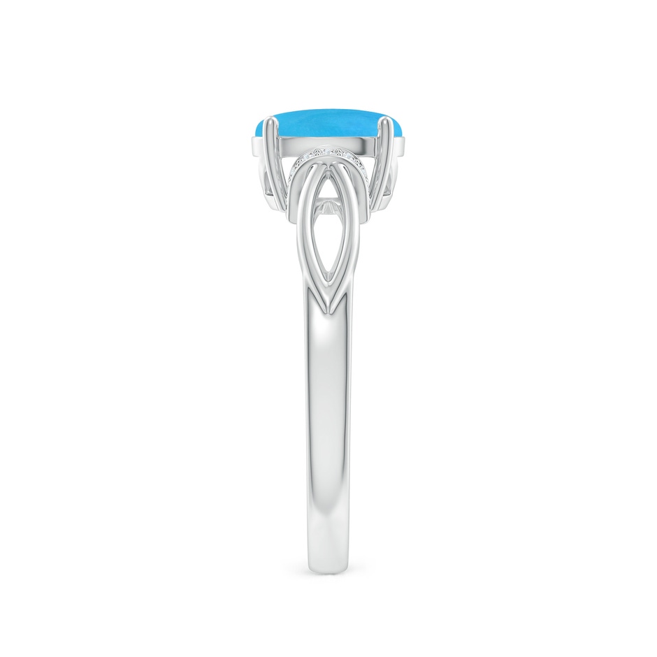 8x6mm AAAA Solitaire Turquoise Split Shank Ring with Diamonds in White Gold side 299