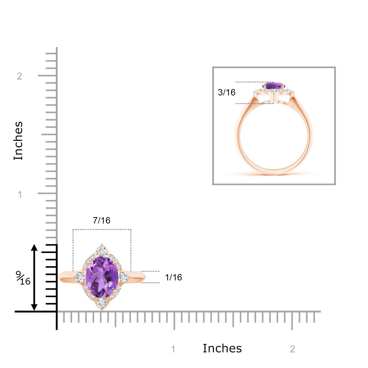 AA - Amethyst / 1.35 CT / 14 KT Rose Gold