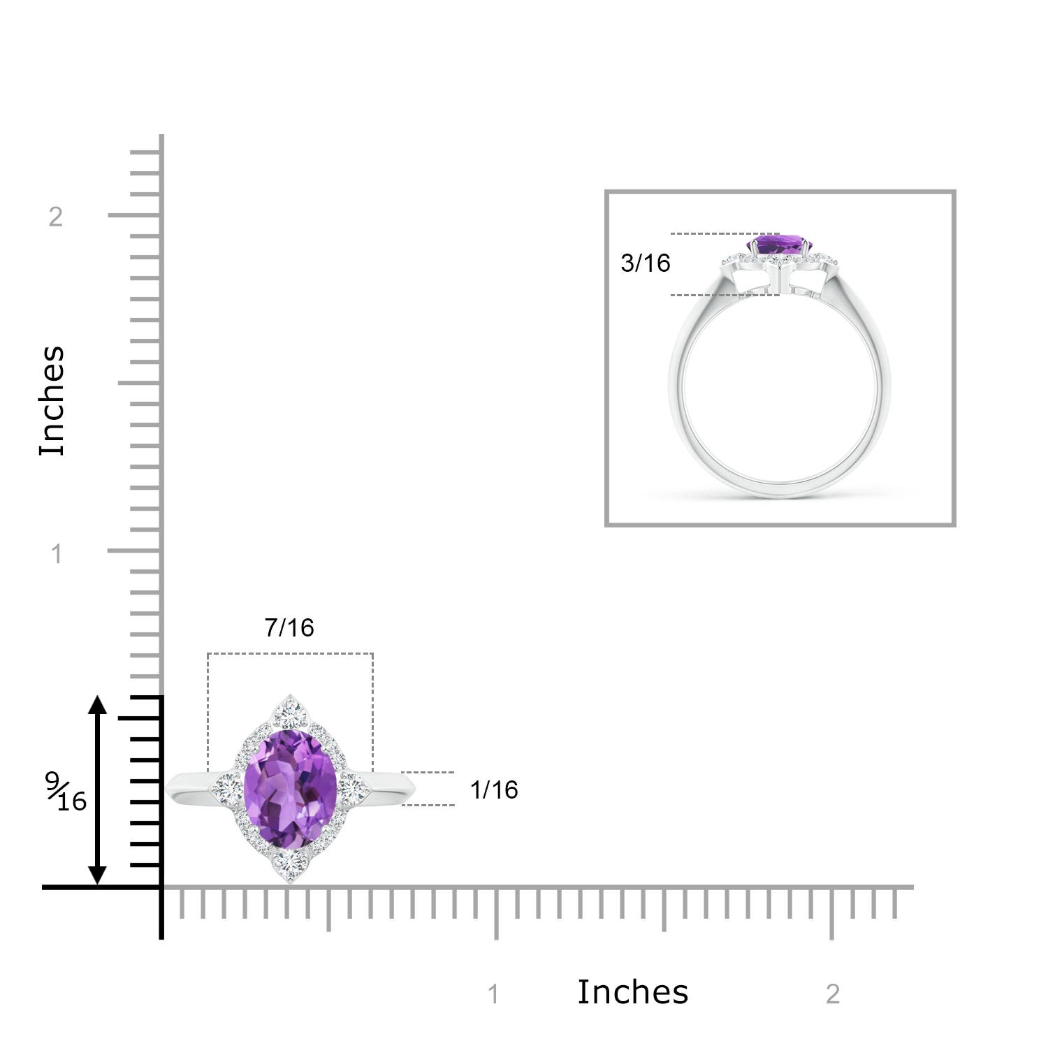 AA - Amethyst / 1.35 CT / 14 KT White Gold