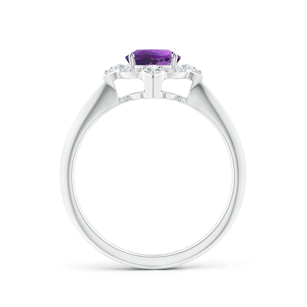8x6mm AAA Oval Amethyst Compass Ring with Diamond Halo in White Gold Side-1