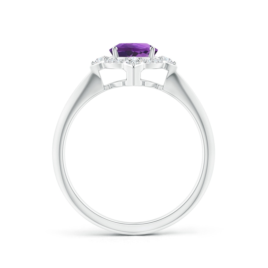 8x6mm AAA Oval Amethyst Compass Ring with Diamond Halo in White Gold side-1