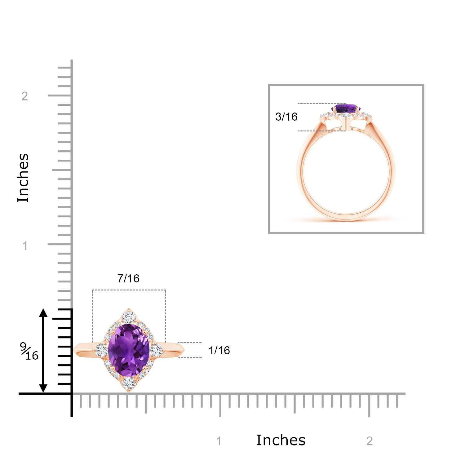 AAAA - Amethyst / 1.35 CT / 14 KT Rose Gold