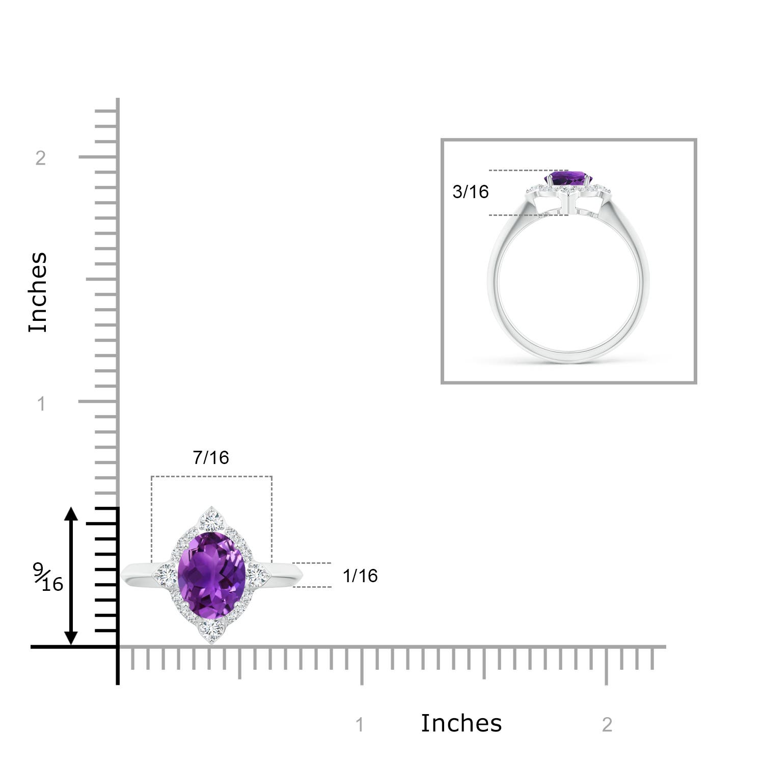 AAAA - Amethyst / 1.35 CT / 14 KT White Gold