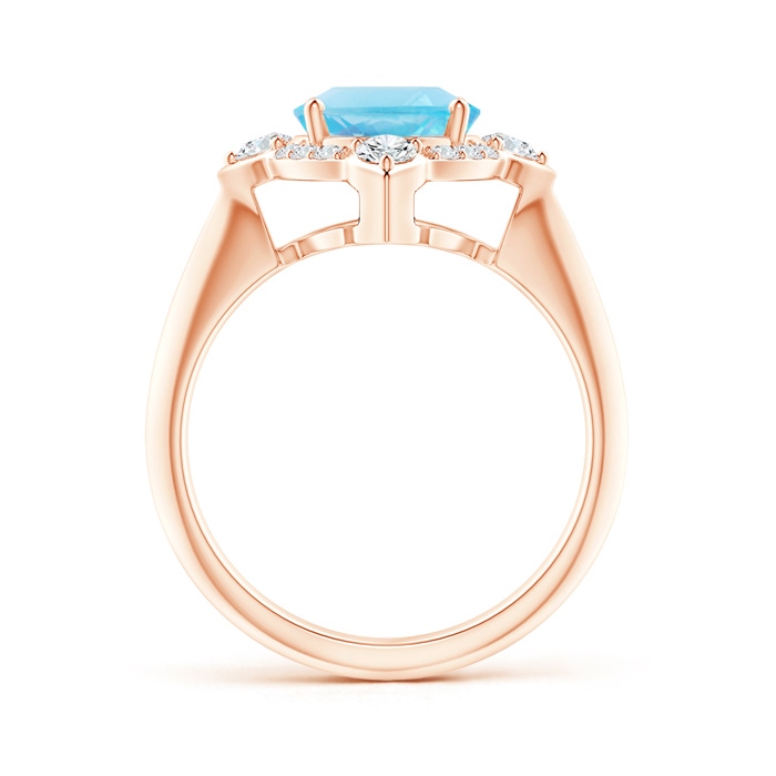 10x8mm A Oval Swiss Blue Topaz Compass Ring with Diamond Halo in Rose Gold side-1