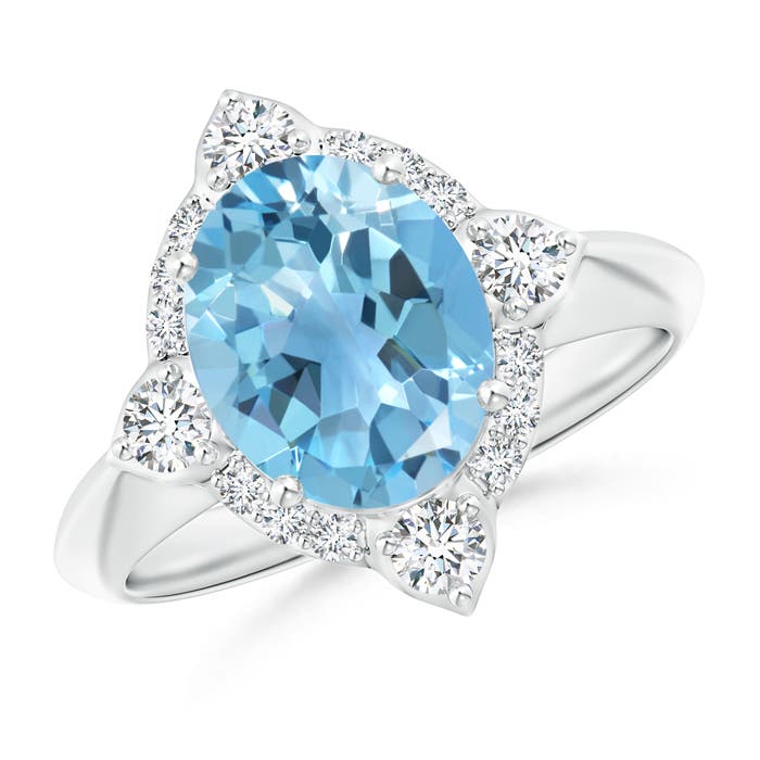 A - Swiss Blue Topaz / 3.62 CT / 14 KT White Gold