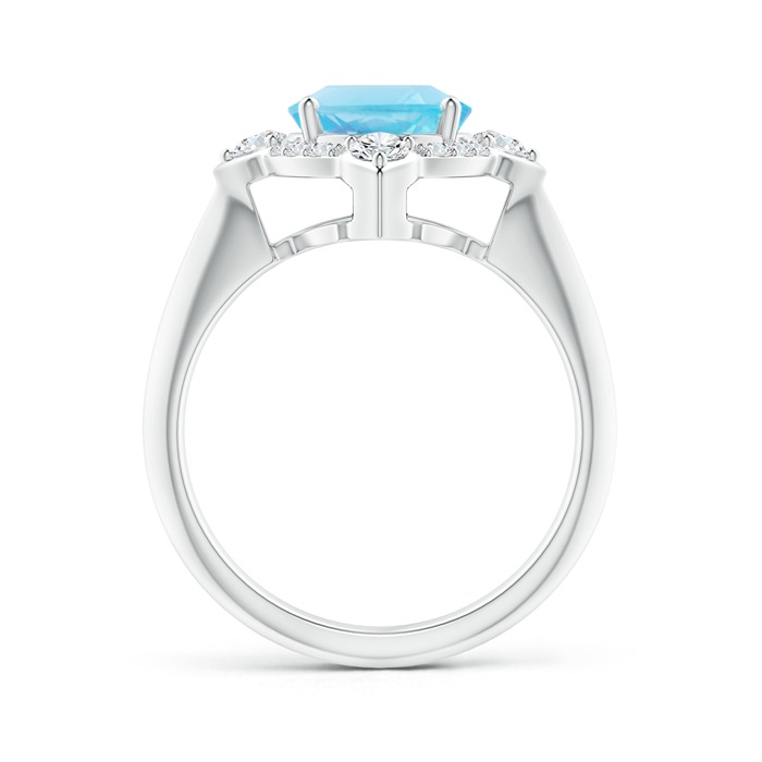 10x8mm A Oval Swiss Blue Topaz Compass Ring with Diamond Halo in White Gold side-1