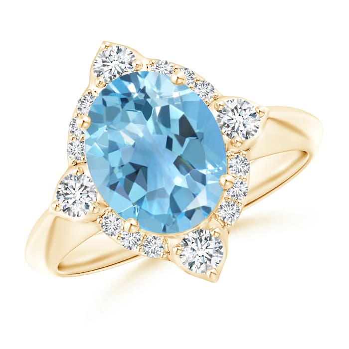 A - Swiss Blue Topaz / 3.62 CT / 14 KT Yellow Gold