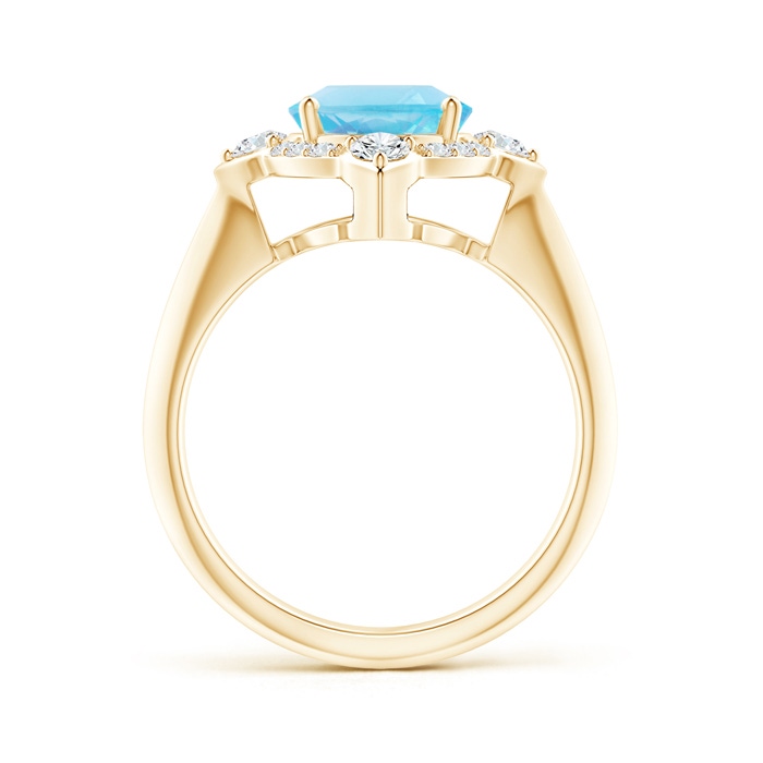 10x8mm A Oval Swiss Blue Topaz Compass Ring with Diamond Halo in Yellow Gold side-1