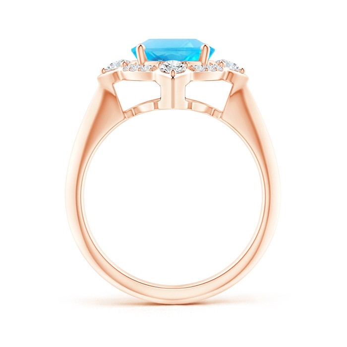 10x8mm AA Oval Swiss Blue Topaz Compass Ring with Diamond Halo in Rose Gold side-1