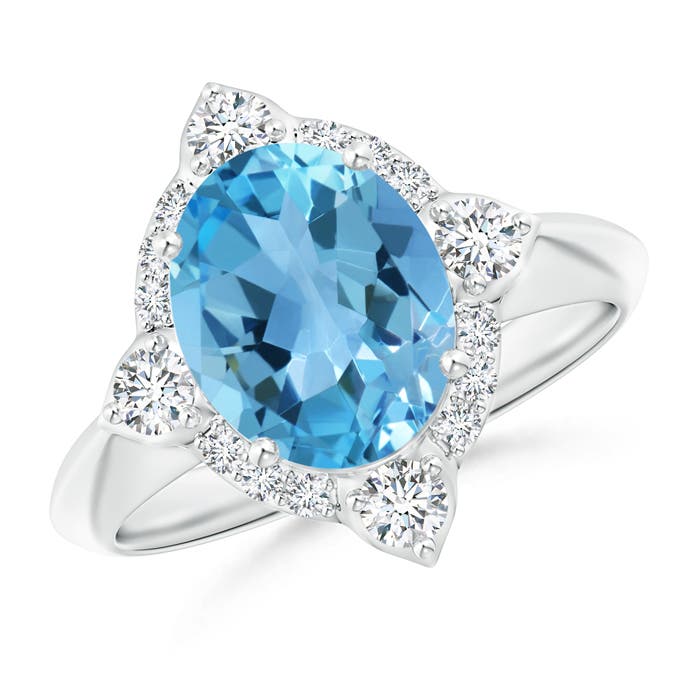 AA - Swiss Blue Topaz / 3.62 CT / 14 KT White Gold