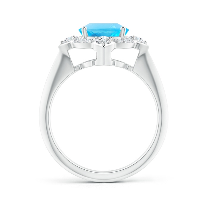 10x8mm AA Oval Swiss Blue Topaz Compass Ring with Diamond Halo in White Gold side-1