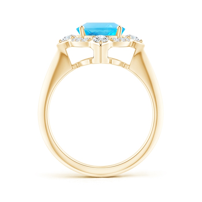 10x8mm AA Oval Swiss Blue Topaz Compass Ring with Diamond Halo in Yellow Gold side-1