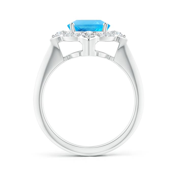 AAA - Swiss Blue Topaz / 3.62 CT / 14 KT White Gold