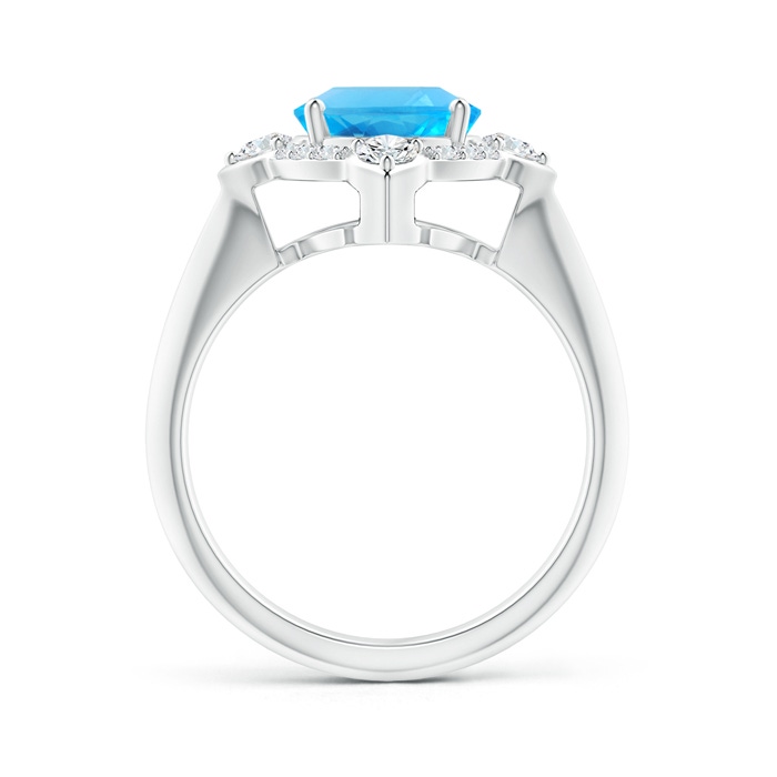 10x8mm AAA Oval Swiss Blue Topaz Compass Ring with Diamond Halo in White Gold side-1