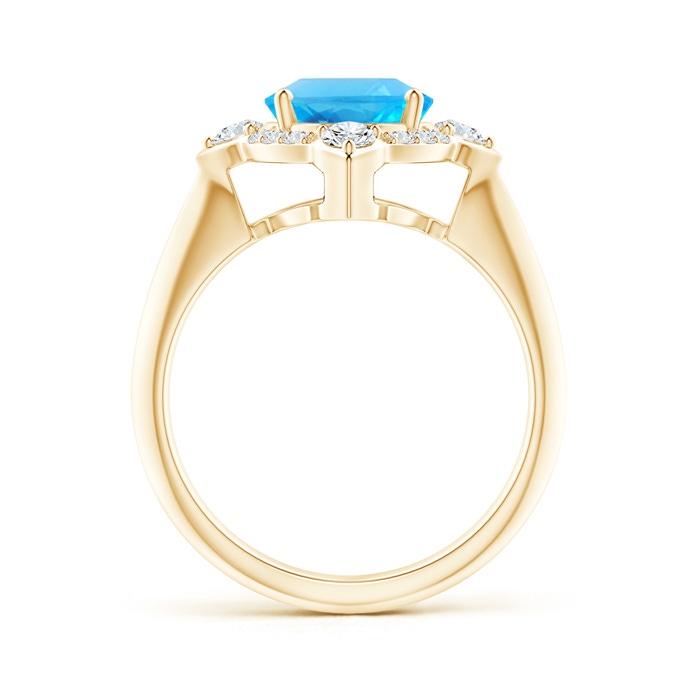 10x8mm AAA Oval Swiss Blue Topaz Compass Ring with Diamond Halo in Yellow Gold side-1