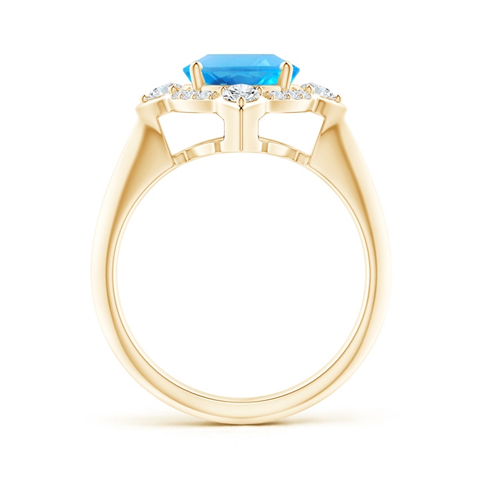10x8mm AAAA Oval Swiss Blue Topaz Compass Ring with Diamond Halo in Yellow Gold side-1