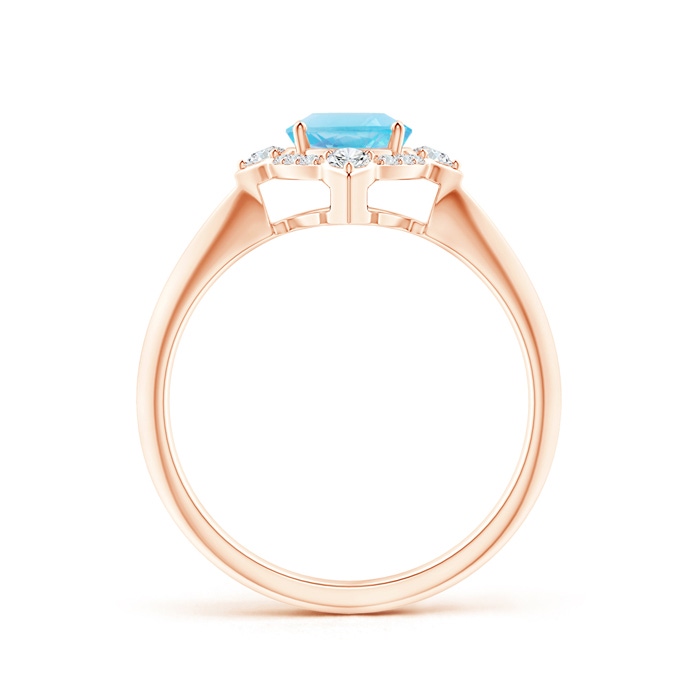 8x6mm A Oval Swiss Blue Topaz Compass Ring with Diamond Halo in Rose Gold side-1
