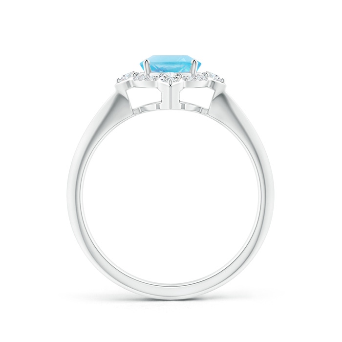 8x6mm A Oval Swiss Blue Topaz Compass Ring with Diamond Halo in White Gold side-1