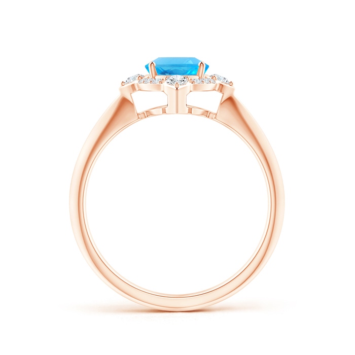8x6mm AAA Oval Swiss Blue Topaz Compass Ring with Diamond Halo in Rose Gold side-1