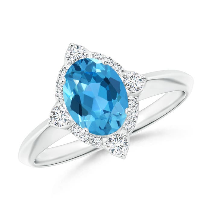 AAA - Swiss Blue Topaz / 1.7 CT / 14 KT White Gold