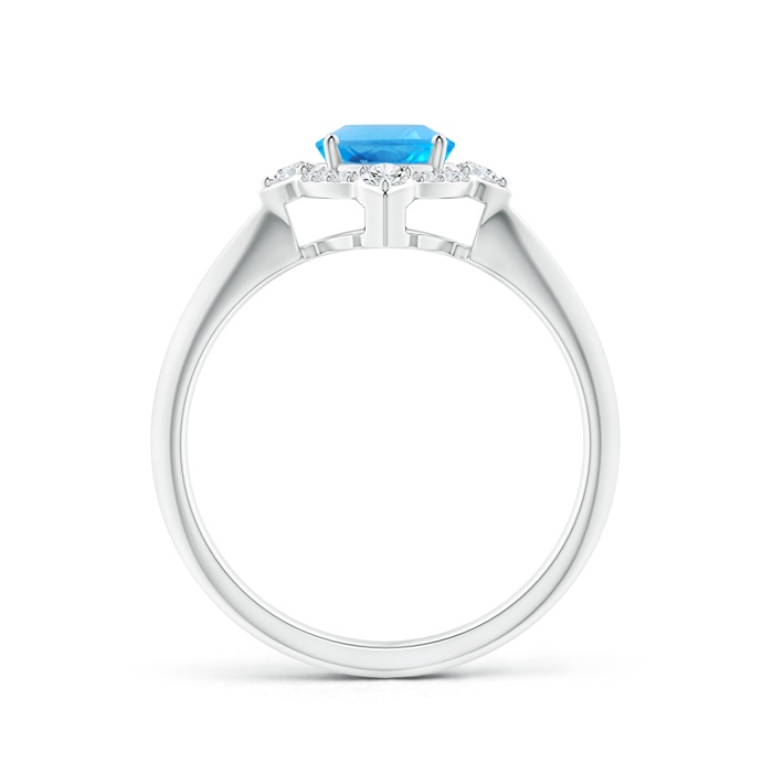 8x6mm AAAA Oval Swiss Blue Topaz Compass Ring with Diamond Halo in P950 Platinum side-1