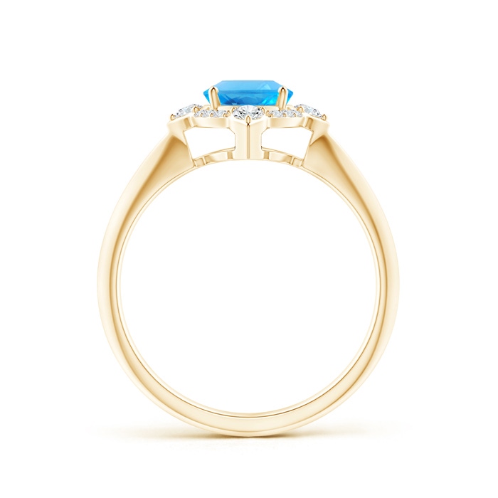 8x6mm AAAA Oval Swiss Blue Topaz Compass Ring with Diamond Halo in Yellow Gold side-1