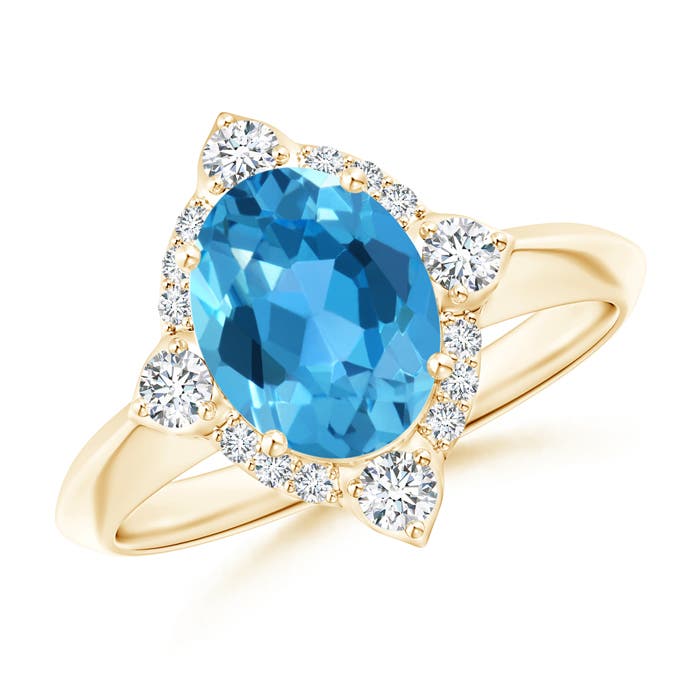 AAA - Swiss Blue Topaz / 2.51 CT / 14 KT Yellow Gold