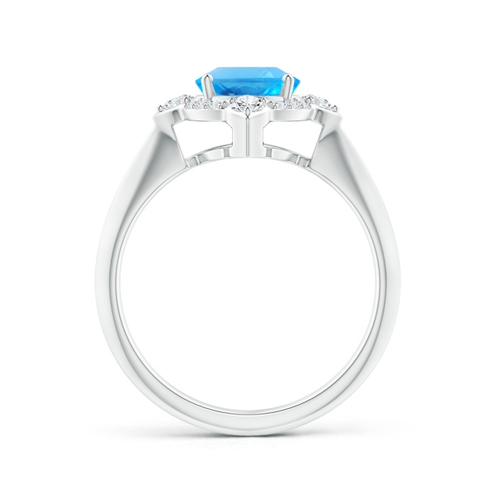 9x7mm AAAA Oval Swiss Blue Topaz Compass Ring with Diamond Halo in White Gold side-1