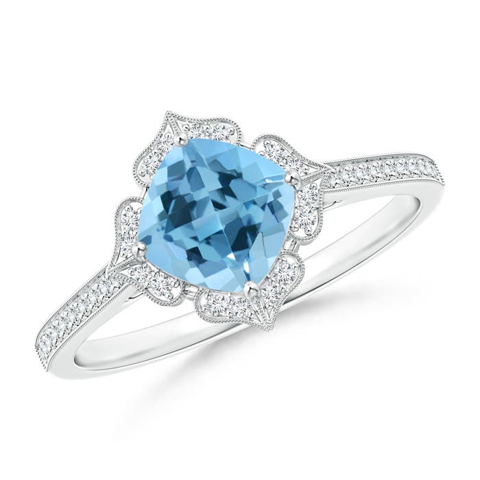 A - Swiss Blue Topaz / 1.22 CT / 14 KT White Gold